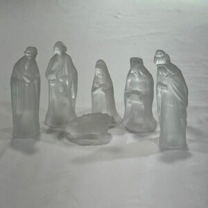 Albert E. Price Spirit of Christmas Nativity Set 6-Piece Frosted Glass | Vintage